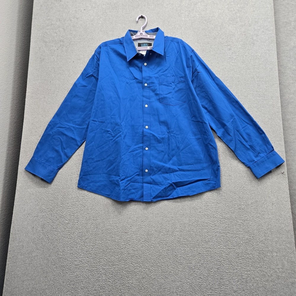 Cody James Men Button Up Shirt LARGE Blue Core Fishing Logo Long Sleeve Mesh